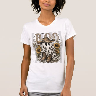 “Cowprint Boo Haw Ghost” Western Halloween T‑Shirt T-Shirt