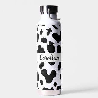 cowprint motif name water bottle