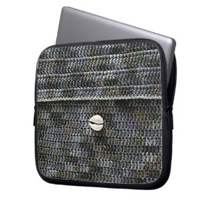 Cowrie Grey Artisan Crochet Print Electronics Bag 