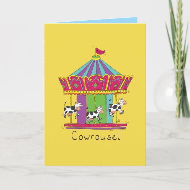 Cowrousel - Funny Cow Carousel Greeting Card (Front)