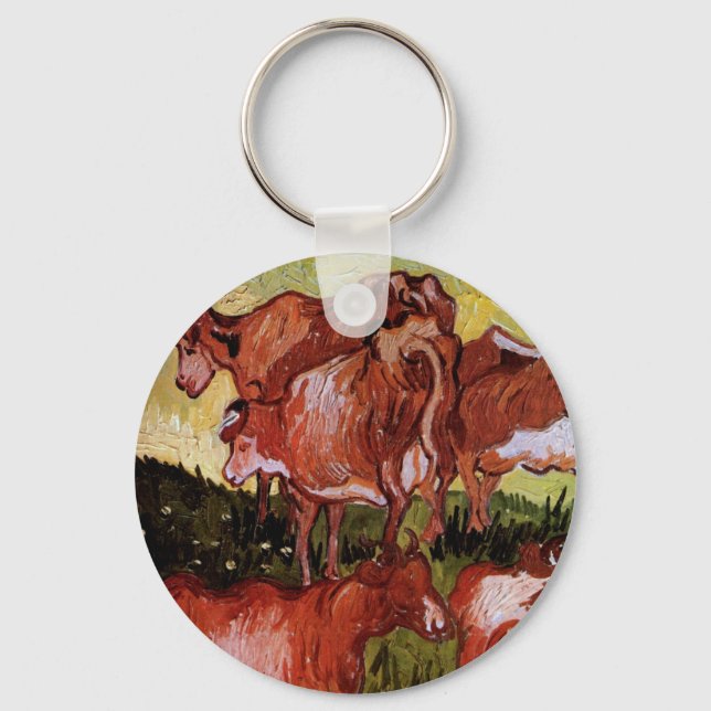 Cows (after Jordaens) by Vincent van Gogh Key Ring (Front)