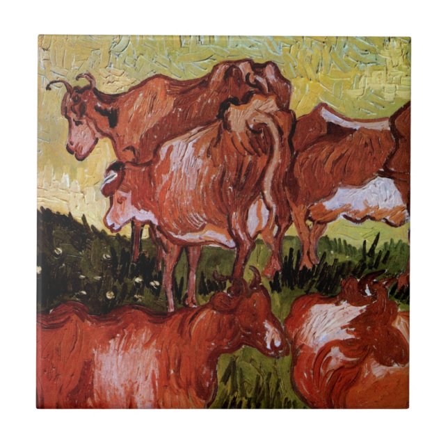 Cows (after Jordaens) by Vincent van Gogh Tile (Front)