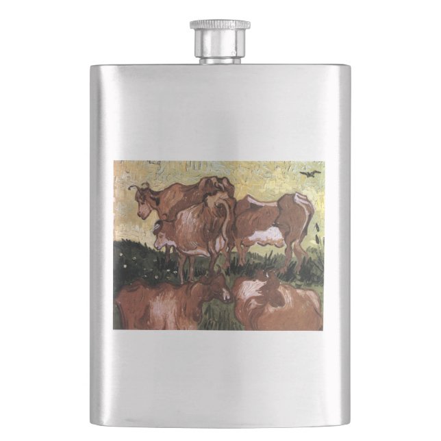 Cows after Jordaens - Gogh Hip Flask (Front)