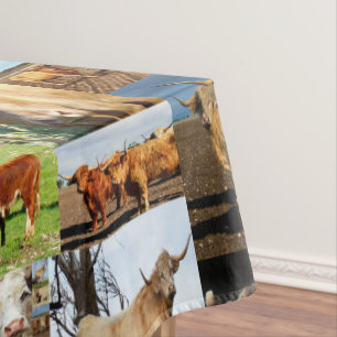 Cows And Highland Cows Photo Collage, Tablecloth