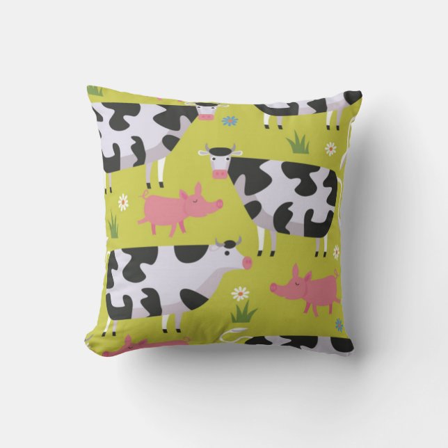 Cows And Pigs Pattern Cushion (Front)