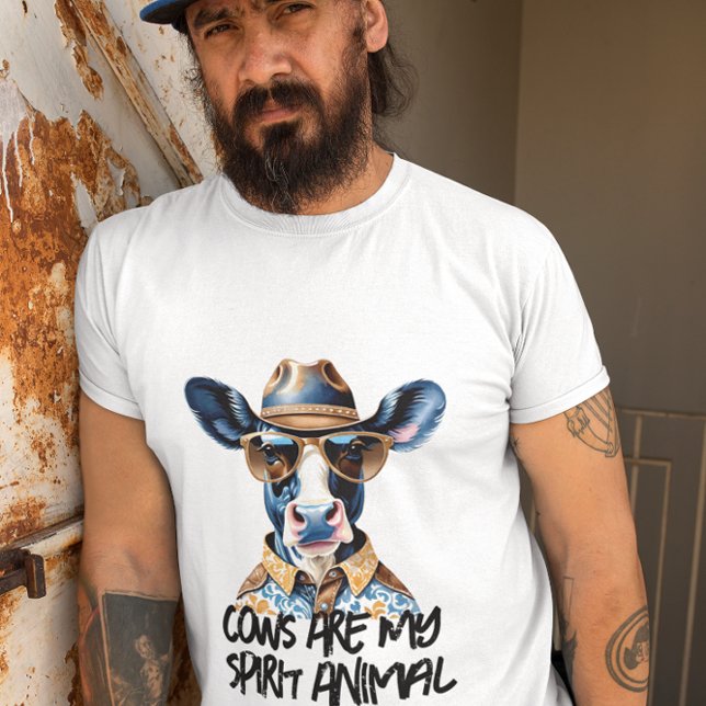 Cows Are My Spirit Animal Funny Hipster Cow T-Shirt (When you're cool like that... )