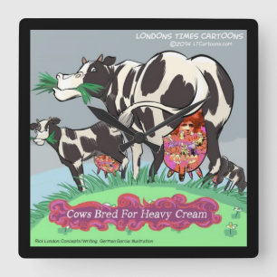 Cows Bred 4 Heavy Cream Funny Square Wall Clock