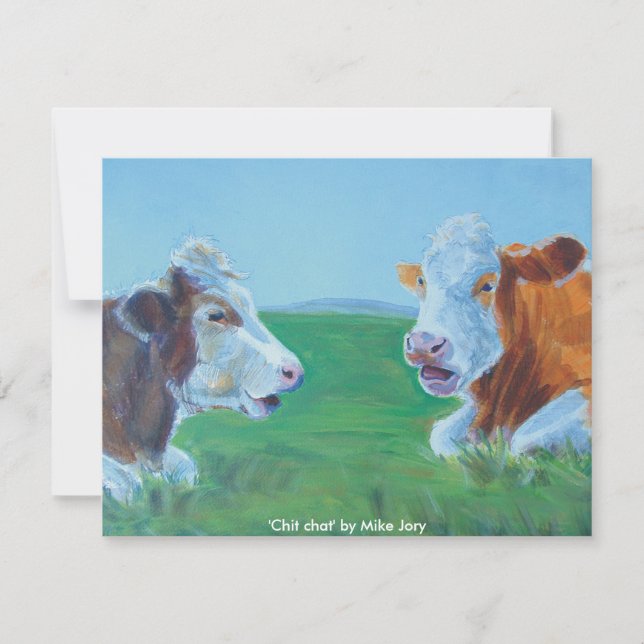 Cows chatting & lying down illustration Chit Chat (Front)