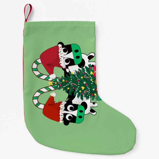 Cows Christmas Festival Tree Small Christmas Stocking (Front)