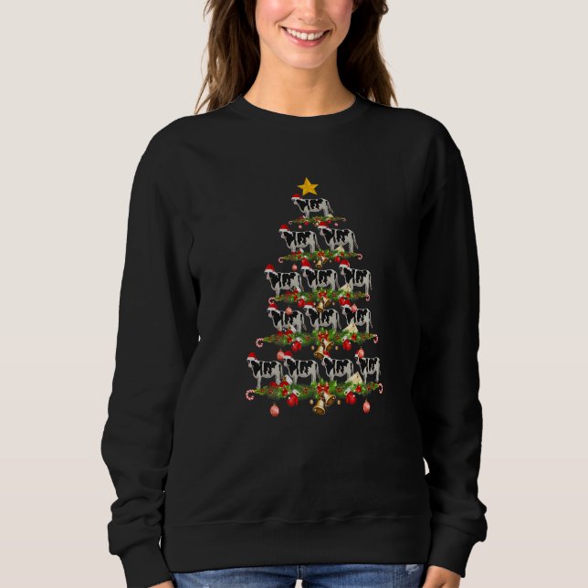 Cows Christmas Tree Cow Xmas Ornaments Sweatshirt (Front)