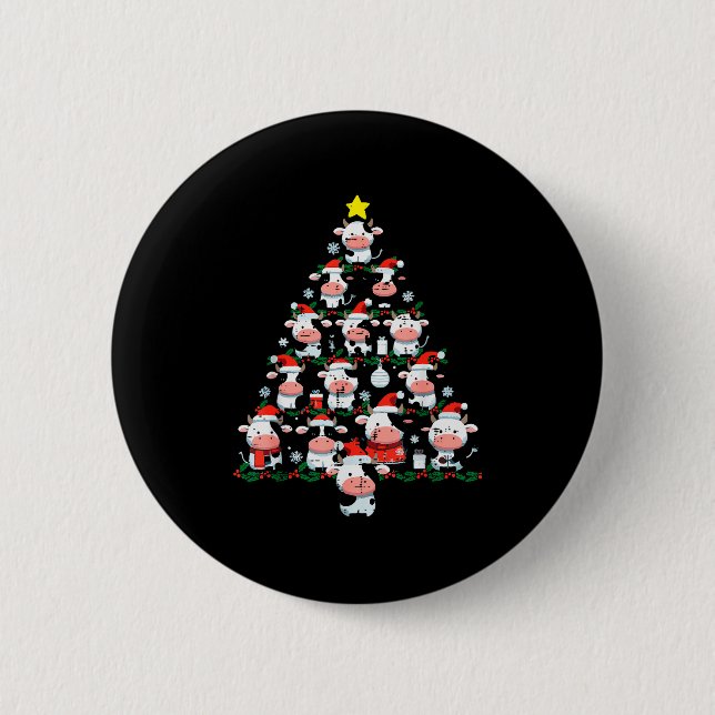 Cows Christmas Tree Xmas Farm Animal Toddler Boys  6 Cm Round Badge (Front)