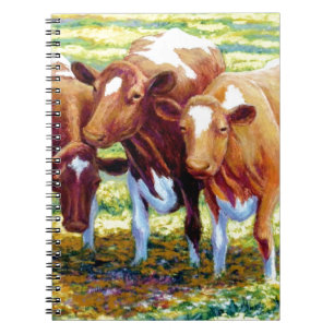 Cows Dairy Cow in Pasture Field Painting Picture Notebook