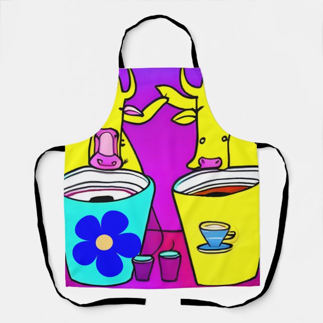 Cows drinking coffee apron (Front)
