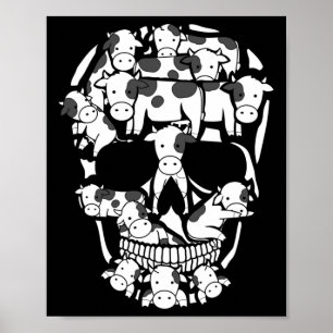 Cows Farm Skeleton Halloween Farmer Cow Skull Poster