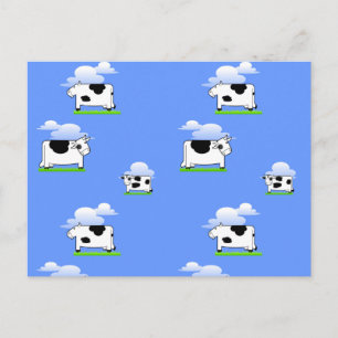 Cows Funny cute Mad Cow pattern personalised Postcard
