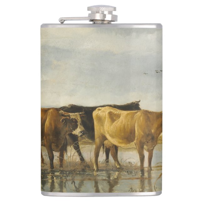 Cows in a River Aelbert Cuyp    Hip Flask (Front)