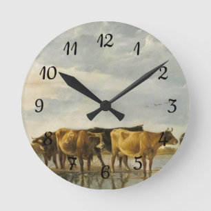 Cows in a River Aelbert Cuyp Round Clock