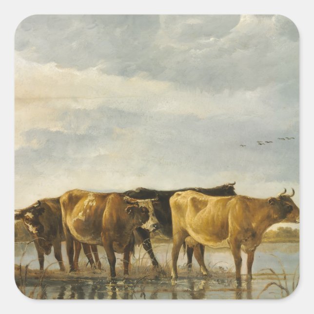 Cows in a River Aelbert Cuyp    Square Sticker (Front)