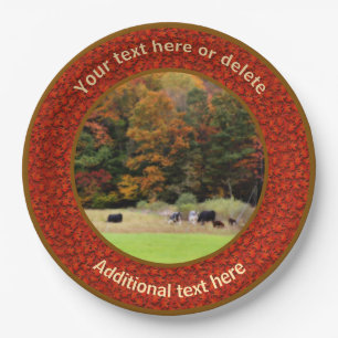Cows In Autumn Personalised Party  Paper Plate