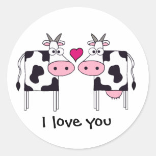 Cows in Love Classic Round Sticker