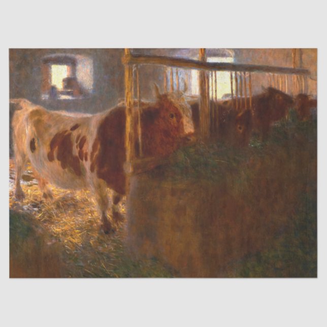 Cows in the Barn by Gustav Klimt Tissue Paper (Front)