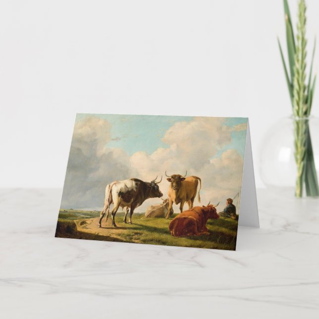 Cows in the Pasture | Eugène Joseph Verboeckhoven Card (Front)