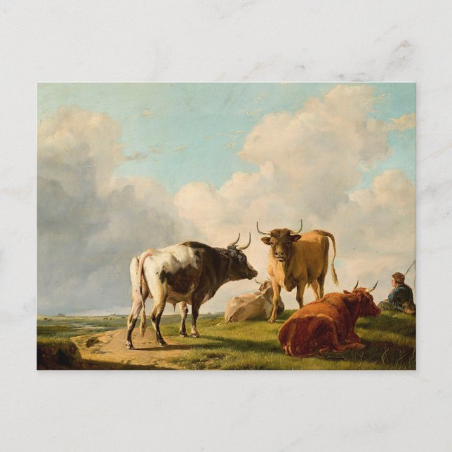 Cows in the Pasture | Eugène Joseph Verboeckhoven Postcard (Front)