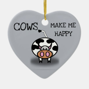 Cows make me happy ceramic ornament