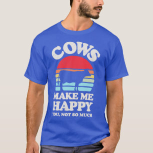 Cows Make Me Happy Sunset Retro for Men Women Boys T-Shirt