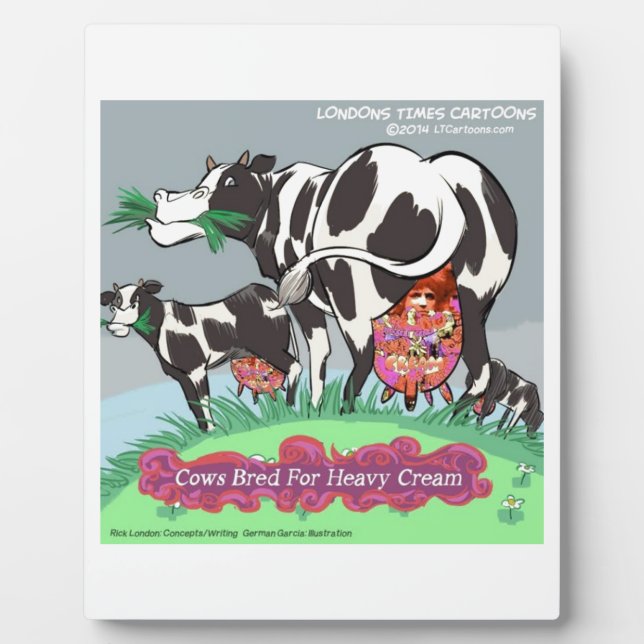 Cows Making Heavy Cream Funny Cartoon Plaque (Front)