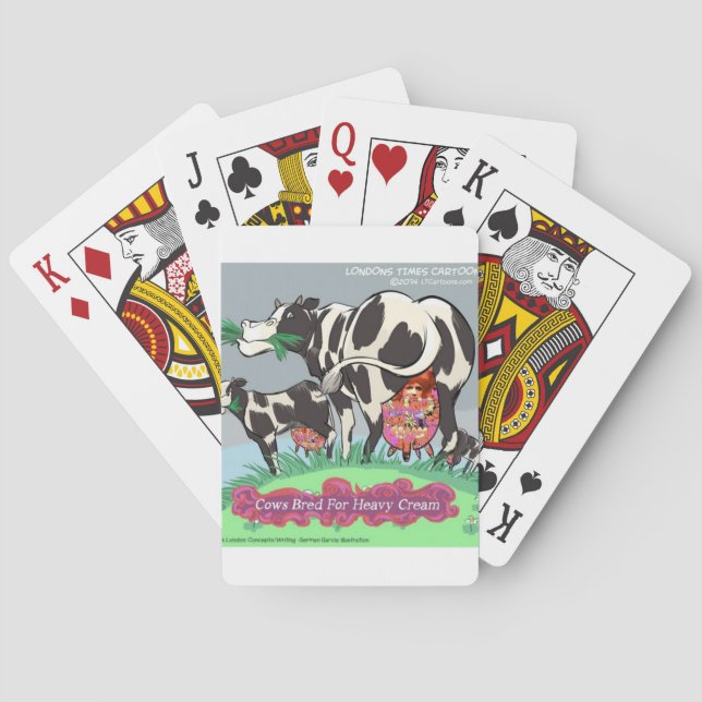 Cows Making Heavy Cream Funny Cartoon Playing Cards (Back)