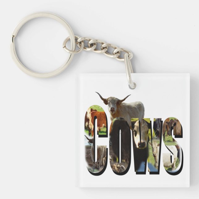 Cows Name Picture Logo With Cows,  Key Ring (Front)