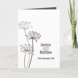 Cows parsley flower head brown wedding program