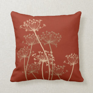 Cows parsley graphic orange brown pillow