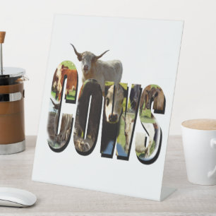 Cows Picture Logo With Cows,  Pedestal Sign