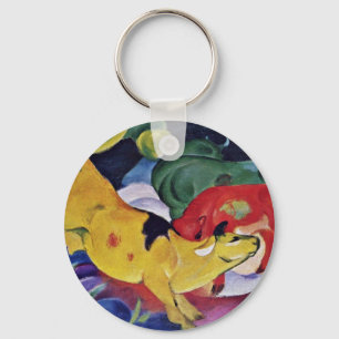 Cows, Red Green Yellow By Marc Franz Key Ring