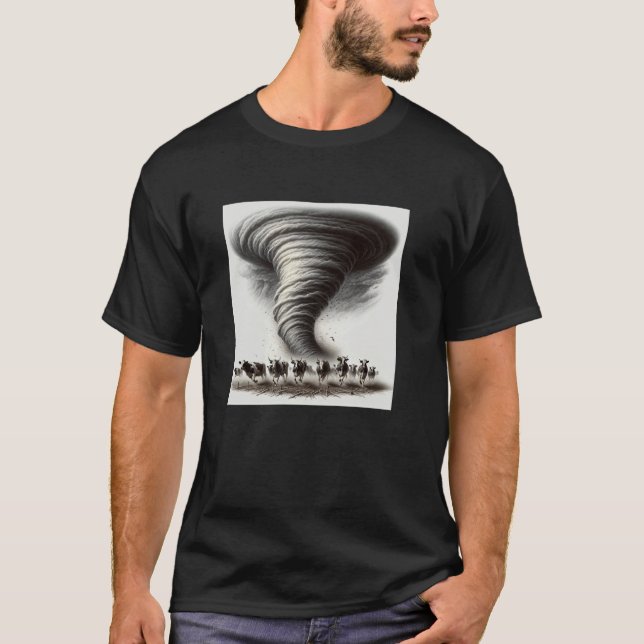 Cows Running Away From a Tornado T-Shirt (Front)