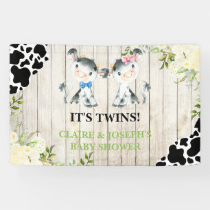 Cows twins baby shower / gender reveal backdrop. banner