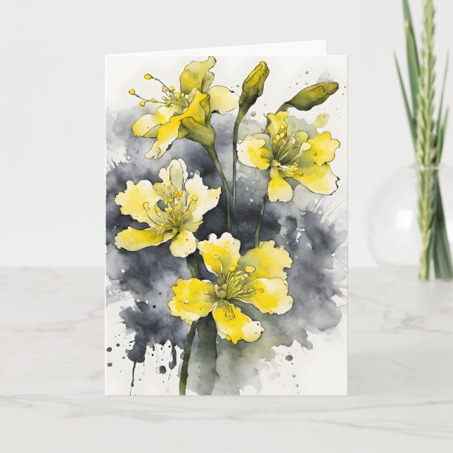 Cowslip - Watercolor flowers Card (Front)