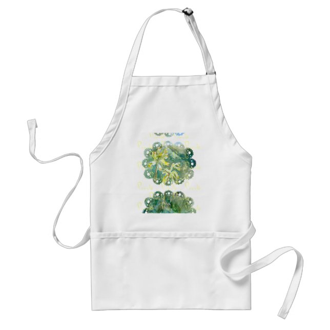 Cowslips Primula veris floral Apron with lace edge (Front)
