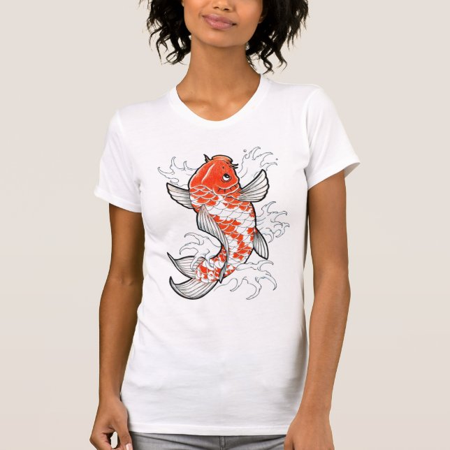 Coy Fish Tattoo Style white vintage womens tshirt (Front)