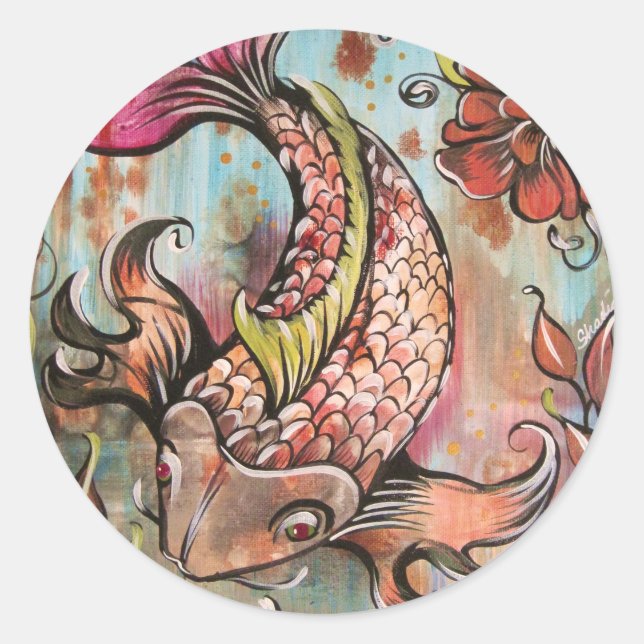 Coy Koi by Shadia Classic Round Sticker (Front)