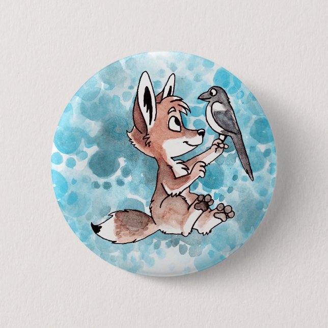 Coyote and Magpie Button (Front)