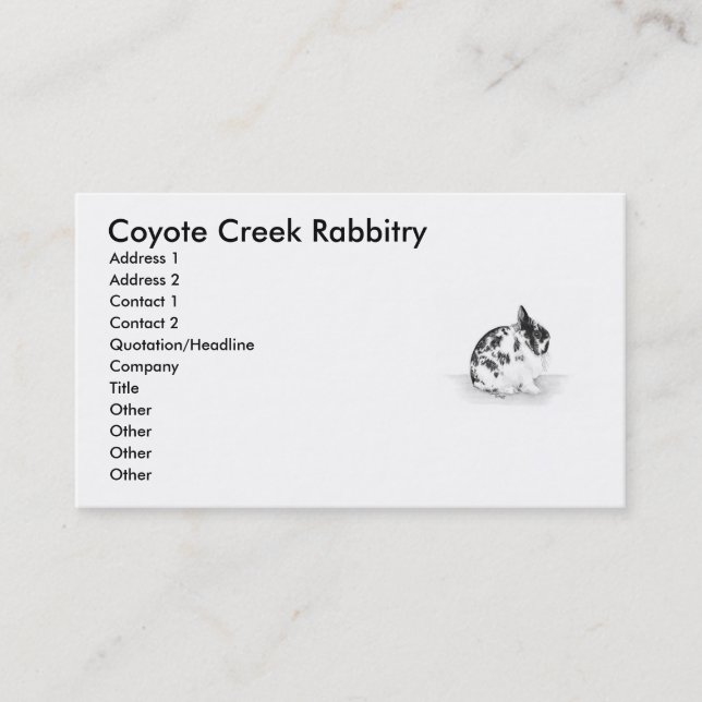 Coyote Creek Rabbitry Business Card (Front)