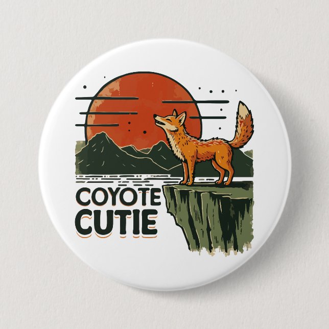 Coyote cutie 7.5 cm round badge (Front)