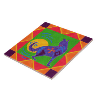 Coyote Drummer Ceramic Tile