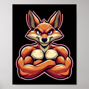 Coyote Flexing Muscles Fan Lover Bodybuilding Gym  Poster