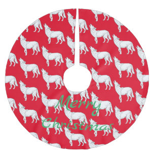 Coyote Howling Thunder_Cove Brushed Polyester Tree Skirt