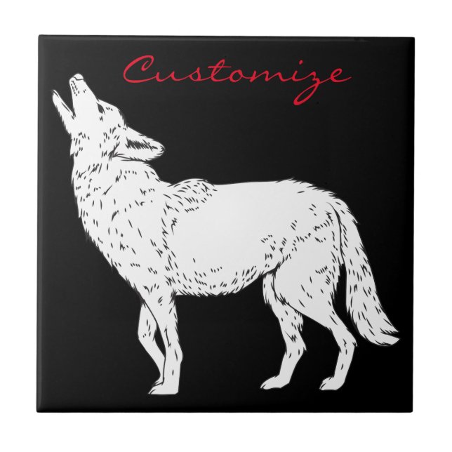 Coyote Howling Thunder_Cove Ceramic Tile (Front)