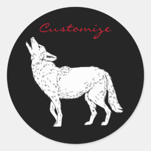 Coyote Howling Thunder_Cove Classic Round Sticker